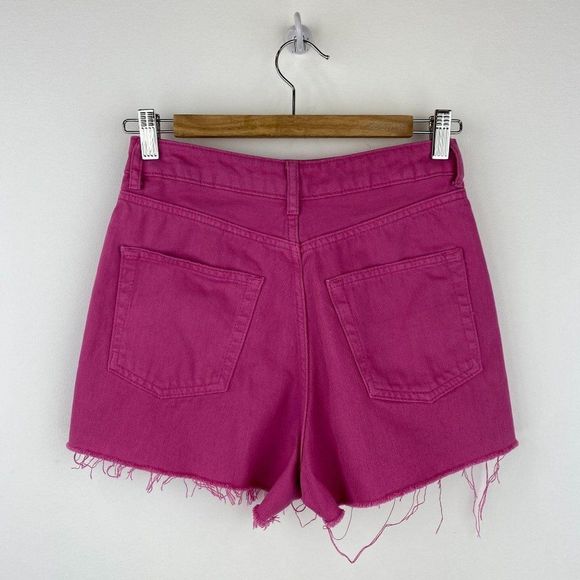TOPSHOP MOTO MOM High Rise Pink Denim Short - Picture 4 of 5
